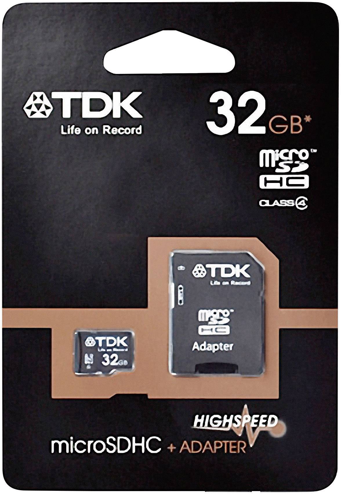 TDK 32GB Class 4 Micro SDHC Memory Card with Adapter