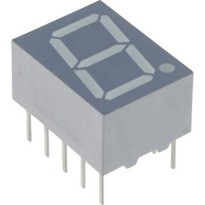 A seven-segment display showing the digit '0', with a grey casing and several connection pins visible.