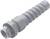 Grey, corrugated plastic conduit with smooth end connection, suitable for cable protection or flexible connection in electrical installations.