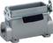 Metal enclosure for industrial connectors, rectangular shape, with black seal and side mounting points.