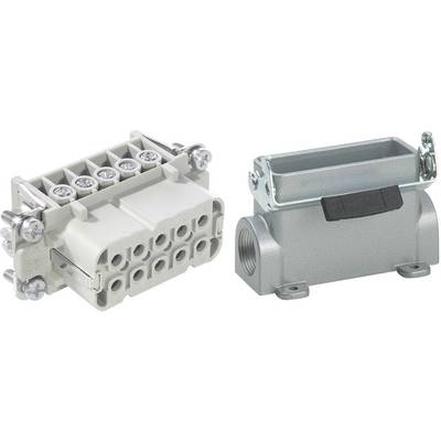 Industrial Connector Set: left side shows plug with screw terminals, right side shows rectangular metal housing.