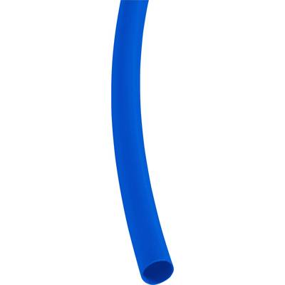 A blue, flexible hose shows its curved shape.