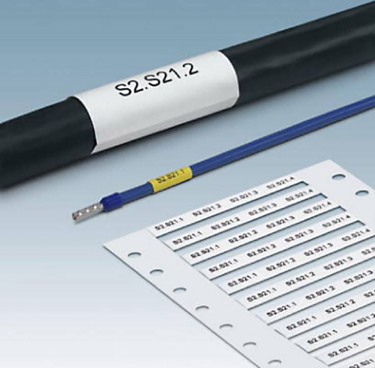 Label, cable and pen on a white background. The label shows 'S2.S21.2', which is used for cable identification.