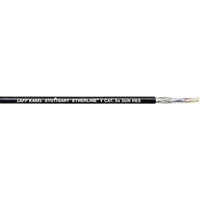 A black Ethernet cable with the inscription: 'Lapp Kabel Stuttgarter Etherline Cat 5e SF/UTP'.