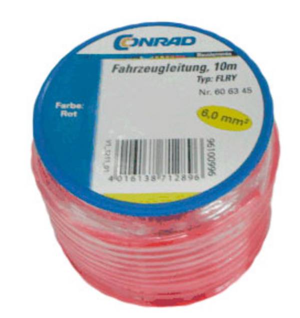 Conrad Components 606345 Automotive wire FLRY-B 1 x 6 mm² Red 10 m