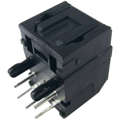 A black, rectangular electrical connector with multiple metal pins for connection to a printed circuit board.