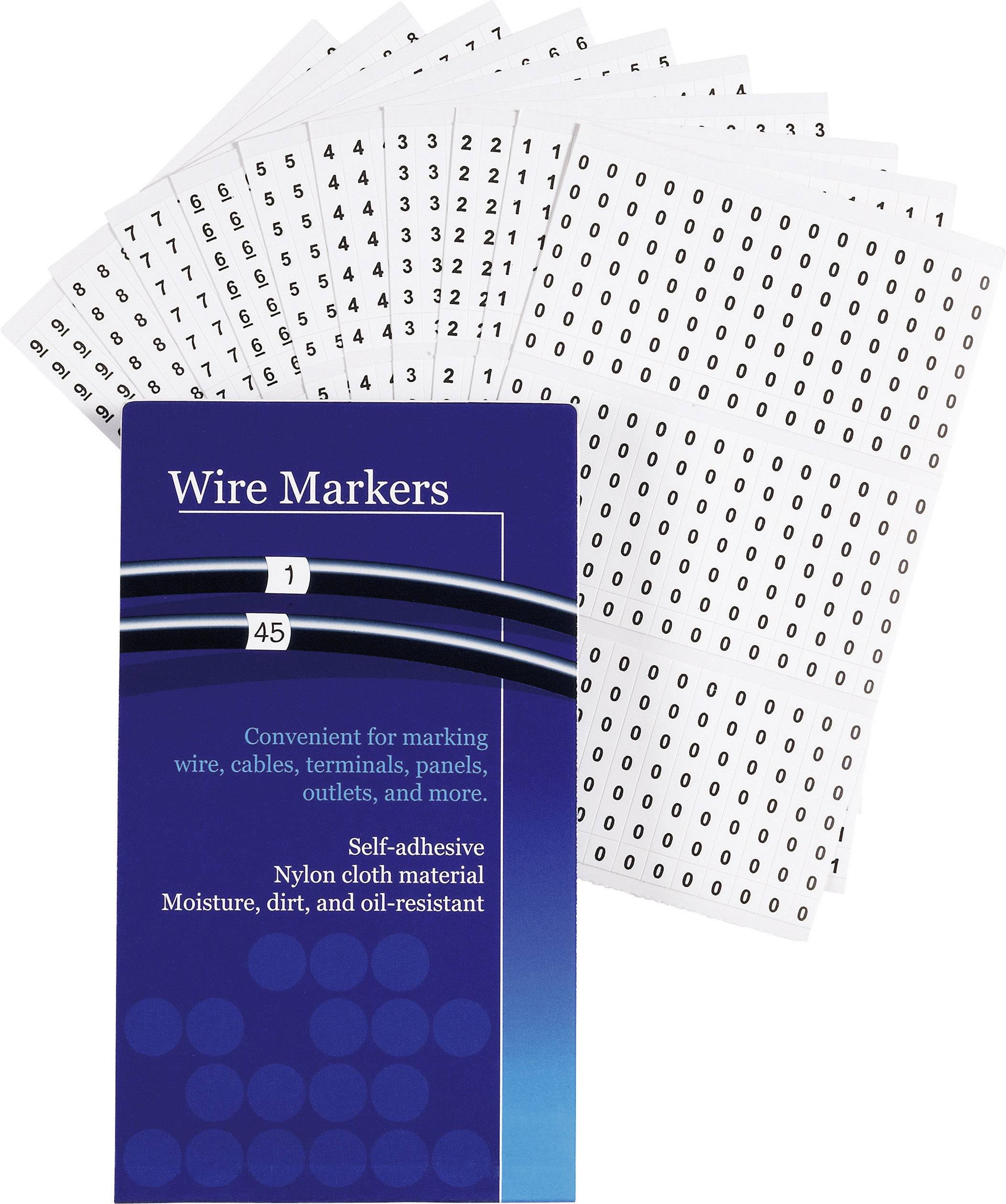 Labels with numbers from 0 to 9 for marking cables and connections. Description: Self-adhesive, resistant to moisture and oil.