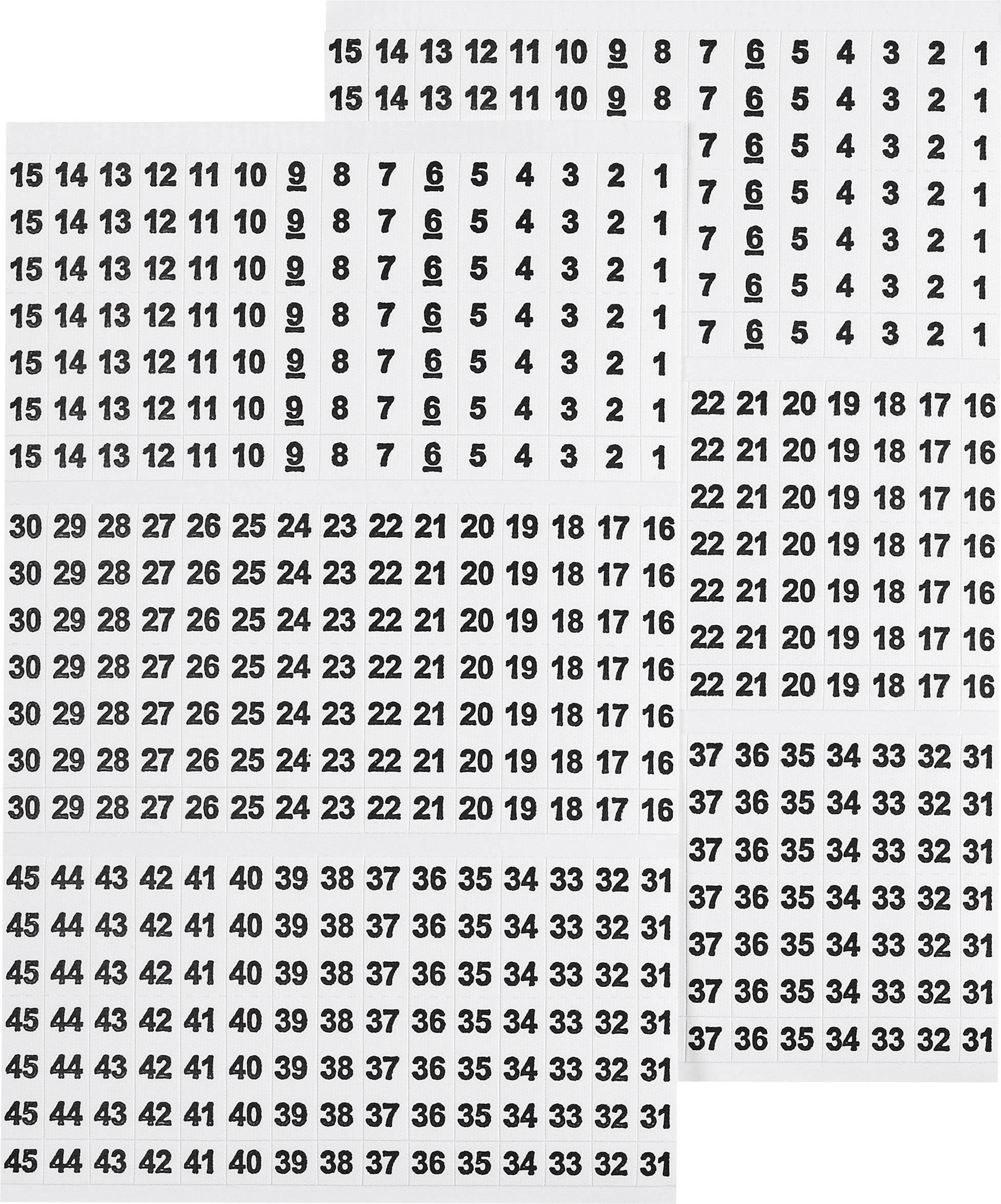Number table in descending order from 45 to 1. The numbers are arranged in multiple rows and columns.