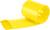 A large, rolled-up, bright yellow plastic film. It is smooth and reflects light on its surface.