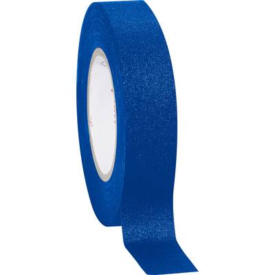 A roll of blue adhesive tape with a shimmering surface lies partially unrolled.