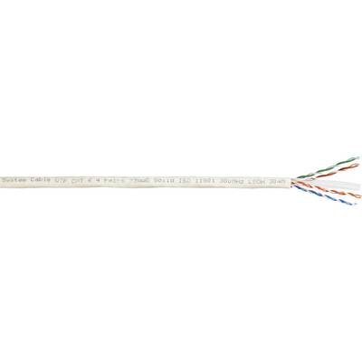 A Cat 6a Ethernet cable with printed specifications, including '250MHz', '300V', and '80°C', shows four twisted cable pairs.