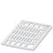 A white plastic grid floor, rectangular in shape, suitable for stacking containers. Contains multiple cross-braces for stabilisation.