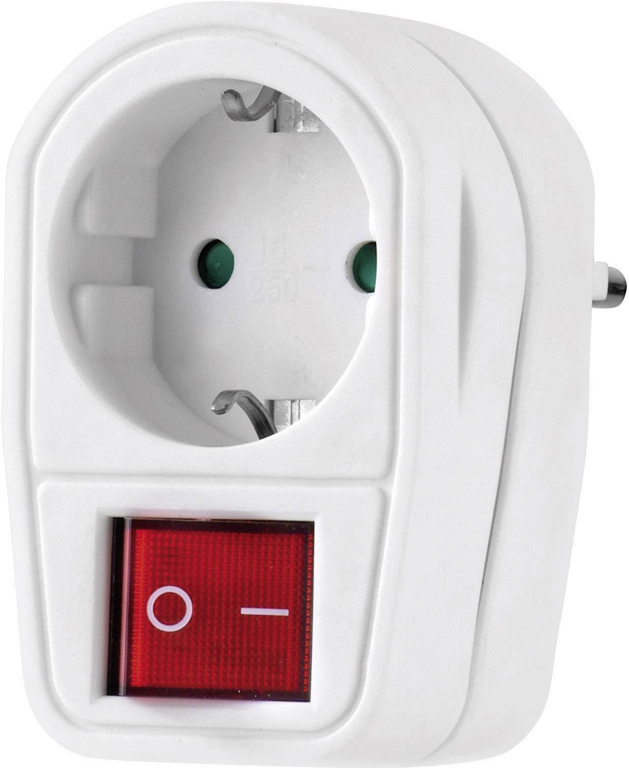 Renkforce 1173536 In-line socket with switch 2-pin White