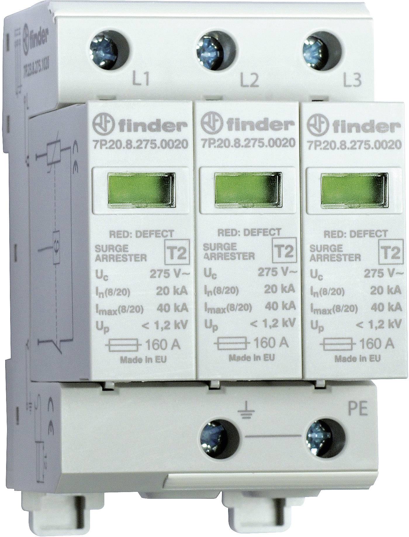 Finder 7P.23.8.275.1020 7P.23.8.275.1020 Surge arrester Surge protection for: Switchboards 20 kA 1 pc(s)