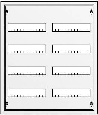 Table with eight rectangular diagrams, each showing ten short horizontal lines arranged side by side, evenly distributed.
