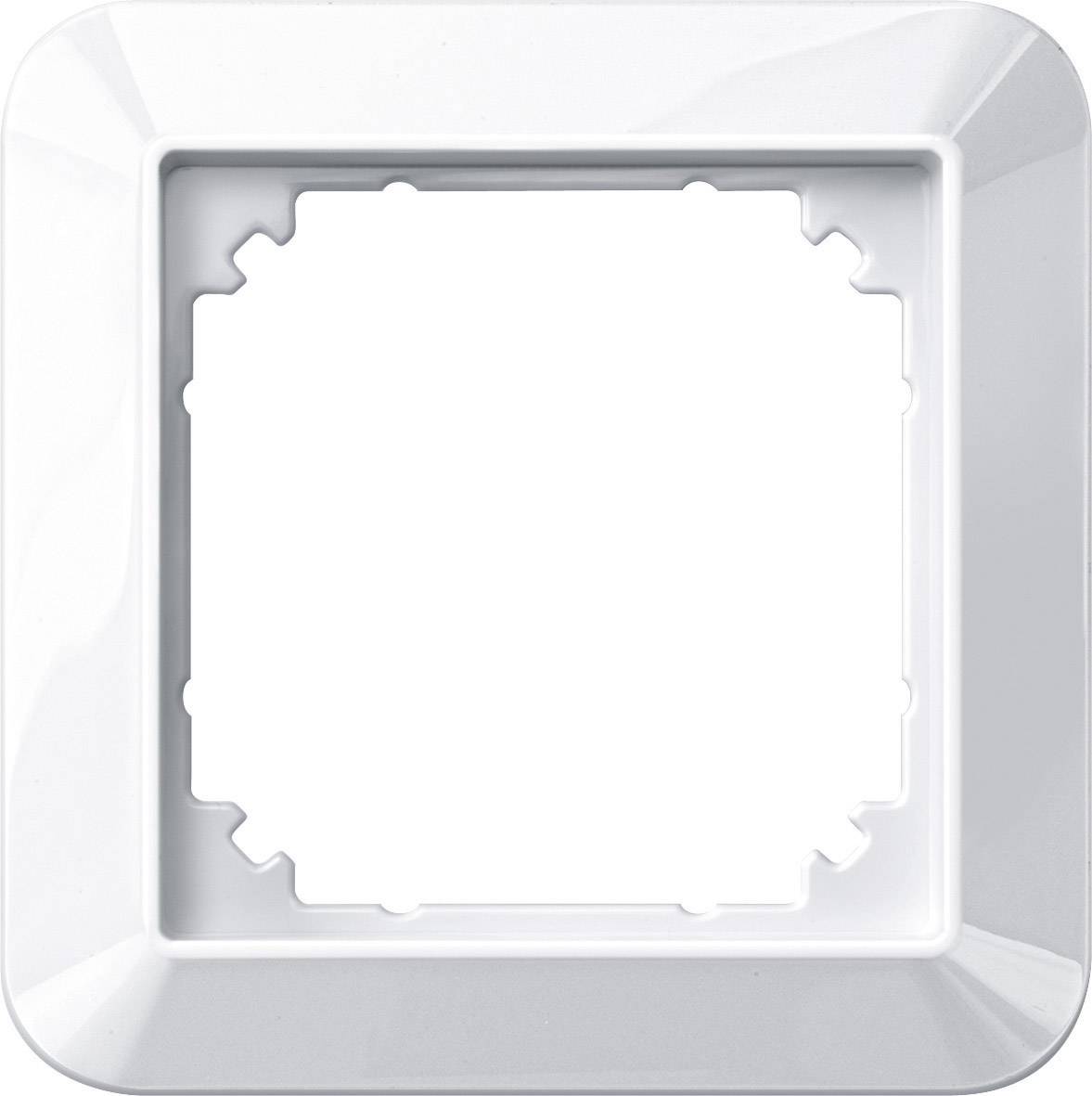 White square plastic socket frames, suitable for wall installation to cover switches or power sockets.