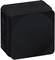Black plastic junction box with a square shape, suitable for outdoor use, marked with IP66 protection rating.