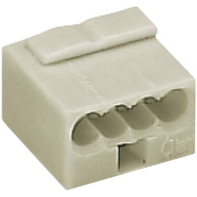 A small, square, beige plastic electrical connector with holes for four cables, ideal for simple installations.