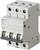 A three-pole Siemens circuit breaker, model 5SL6, with toggle levers in the 'OFF' position, suitable for 400V.