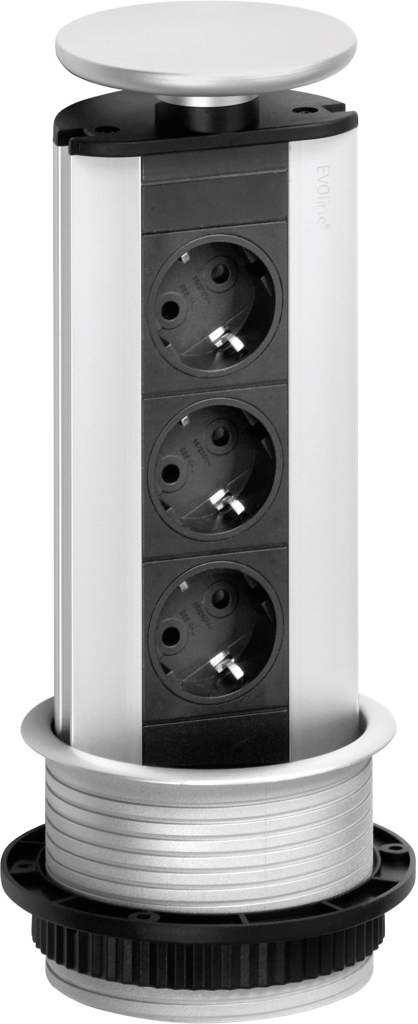 EVOline 93100001 Socket tower 3x Black, Silver PG connector 1 pc(s)