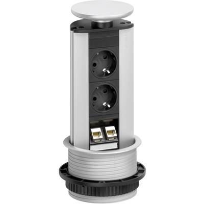 EVOline 93100314 Socket tower 2x Black, Silver PG connector 1 pc(s)