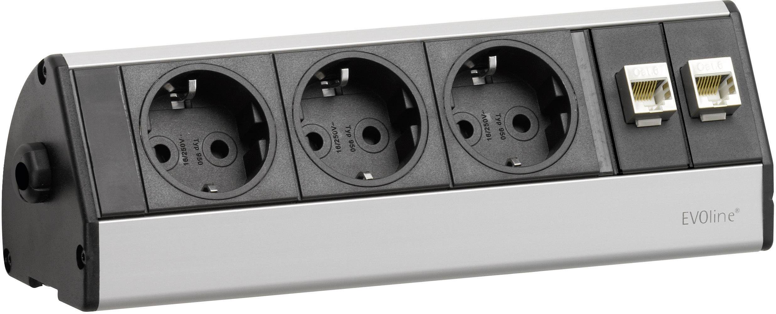EVOline 93004783 Socket strip (w/o switch) 3x Black, Silver PG connector 1 pc(s)