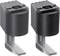 Two black, cylindrical solenoid valves with silver metal mountings, positioned side by side.