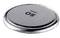 'CR2025' button cell battery, silver with black top, side view.