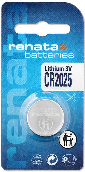 Renata Watch Battery CR 2025, 1-pack-1 battery Replacement, Lithium 3V