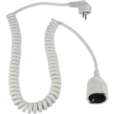 Image of AS Schwabe 70412 Current Cable extension 16 A White 2.50 m H05VV-F 3G 1,5 mm² Spiral cable