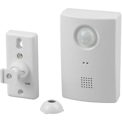 Motion sensor set in white, comprising a sensor with a ball joint mount and a separately mountable cover.