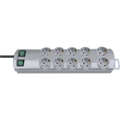 Brennenstuhl 1153390120 Power strip (+ switch) 10x Silver PG connector 1 pc(s)