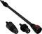 Three black pressure washer attachments side by side: an extension lance, a conical spray head, and a bayonet adapter.