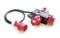 A red high-current adaptor with multiple socket outlets and a cable, commonly used for industrial or construction-related applications.