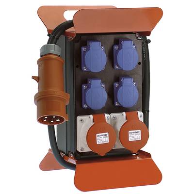 Portable electrical distribution box with multiple sockets, suitable for construction sites or events, for power supply and distribution.
