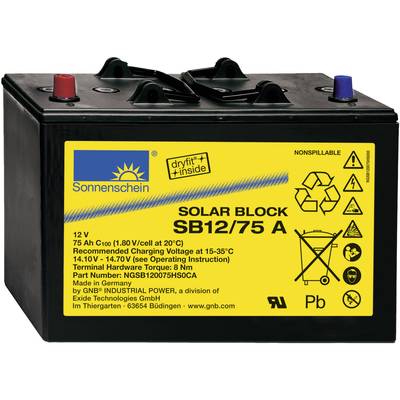 GNB Sonnenschein Solar-Block SB12/75 A NGSB120075HS0CA Solar light battery (rechargeable)  12 V 75 Ah VRLA gel (W x H x 