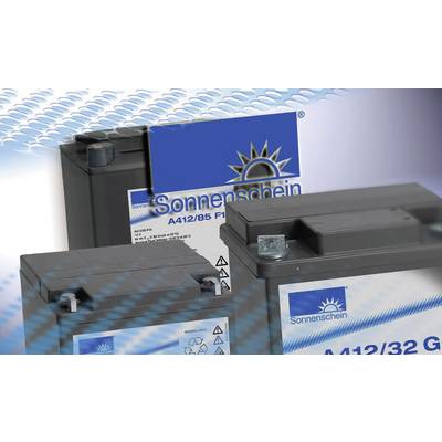 Three batteries of different sizes from the 'Sonnenschein' brand, with blue labels and prints, are shown side by side.