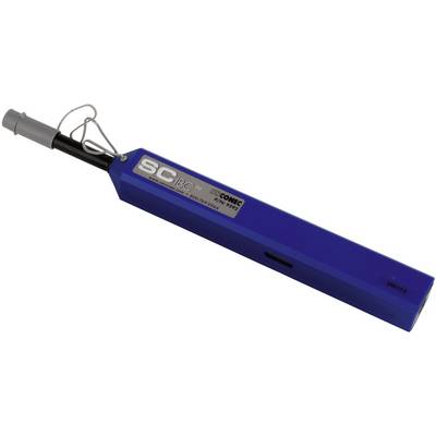 A blue fibre optic cleaning tool with the inscription 'SC / FC / LC', used for cleaning connectors in fibre optic technology.