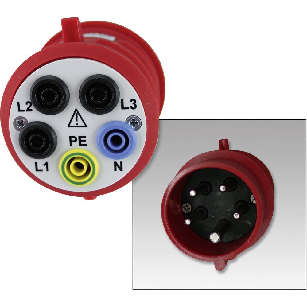 Test lead adapter CEE plug (5-pin, 16 A) - 4 mm socket;Scoop-proof ...