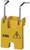 Yellow isolation tool with ABB logo and warning symbol for electrical voltage, equipped with two metal hooks.