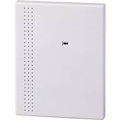A white plastic cover with small holes on the left and a rectangular slot in the centre.