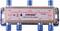 '6-Way Splitter with Blue End Caps, Brand Schwaiger, Model VTF 6846. Distributes Signals from 5-2400 MHz across 6 Outputs.'