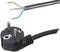 'Electrical plug and cable with exposed wires: blue, brown and green-yellow prepared for safe installation.'<br><br>Note: The translation is to British English and maintains the technical terminology and original meaning while using natural British phrasing.