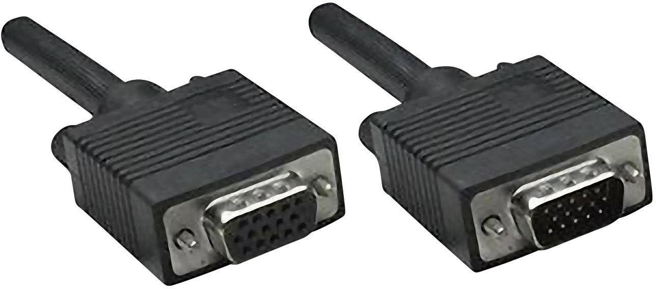Manhattan VGA Cable VGA 15-pin plug, VGA 15-pin socket 3.00 m Black 317740 screwable, incl. ferrite core VGA cable-1