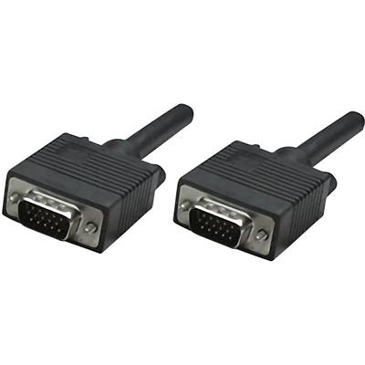 Manhattan VGA Cable VGA 15-pin plug, VGA 15-pin plug 15.00 m Black 313629 screwable VGA cable