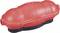 Red, shell-shaped cable protection coupling, robust, weatherproof housing for protecting electrical cable connections.
