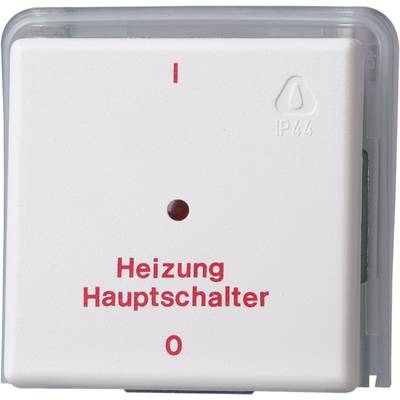 A white heating master switch with red text 'Heating Master Switch' and a red indicator light in the centre.