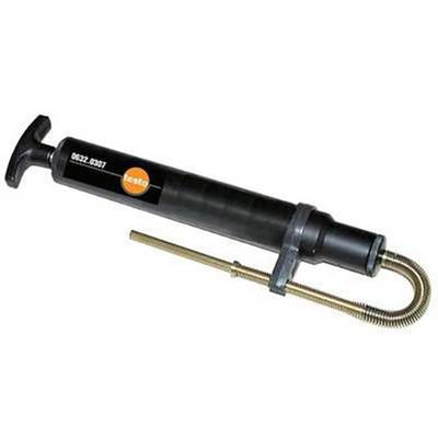 Handheld grease gun with a long, flexible delivery nozzle and ergonomic handle, suitable for precise lubrication in mechanical applications.