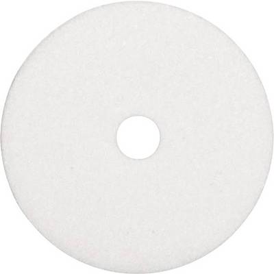 Round, flat white disc with a central hole; could be a grinding or polishing pad.