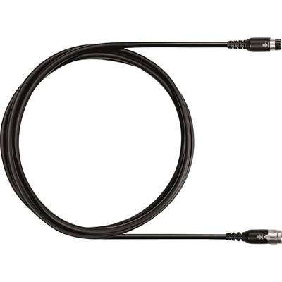 Black coaxial cable with connectors at both ends, commonly used for TV or internet connection.